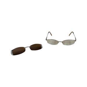 Easy Clip Eye Gold Glasses Frames with Clip On Sunglasses – NEEDS LENSES